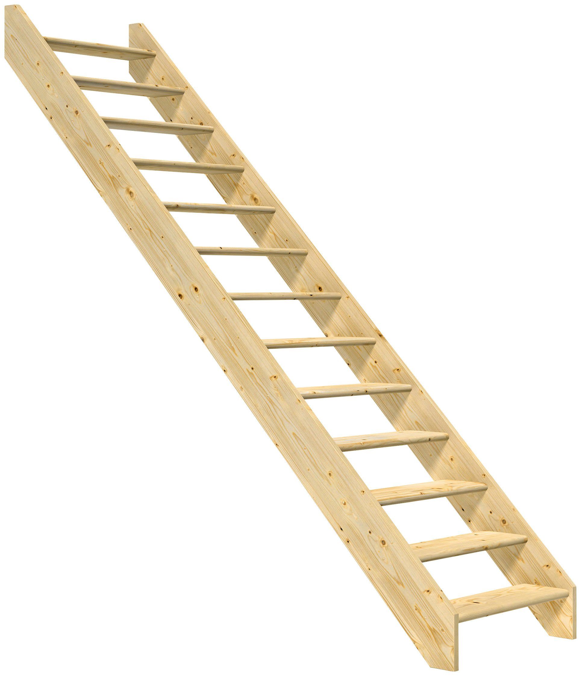 Dolle Raumspartreppe Paris, für Geschosshöhen bis 280,5 cm, Stufen offen, Fichte, versch. Ausführungen