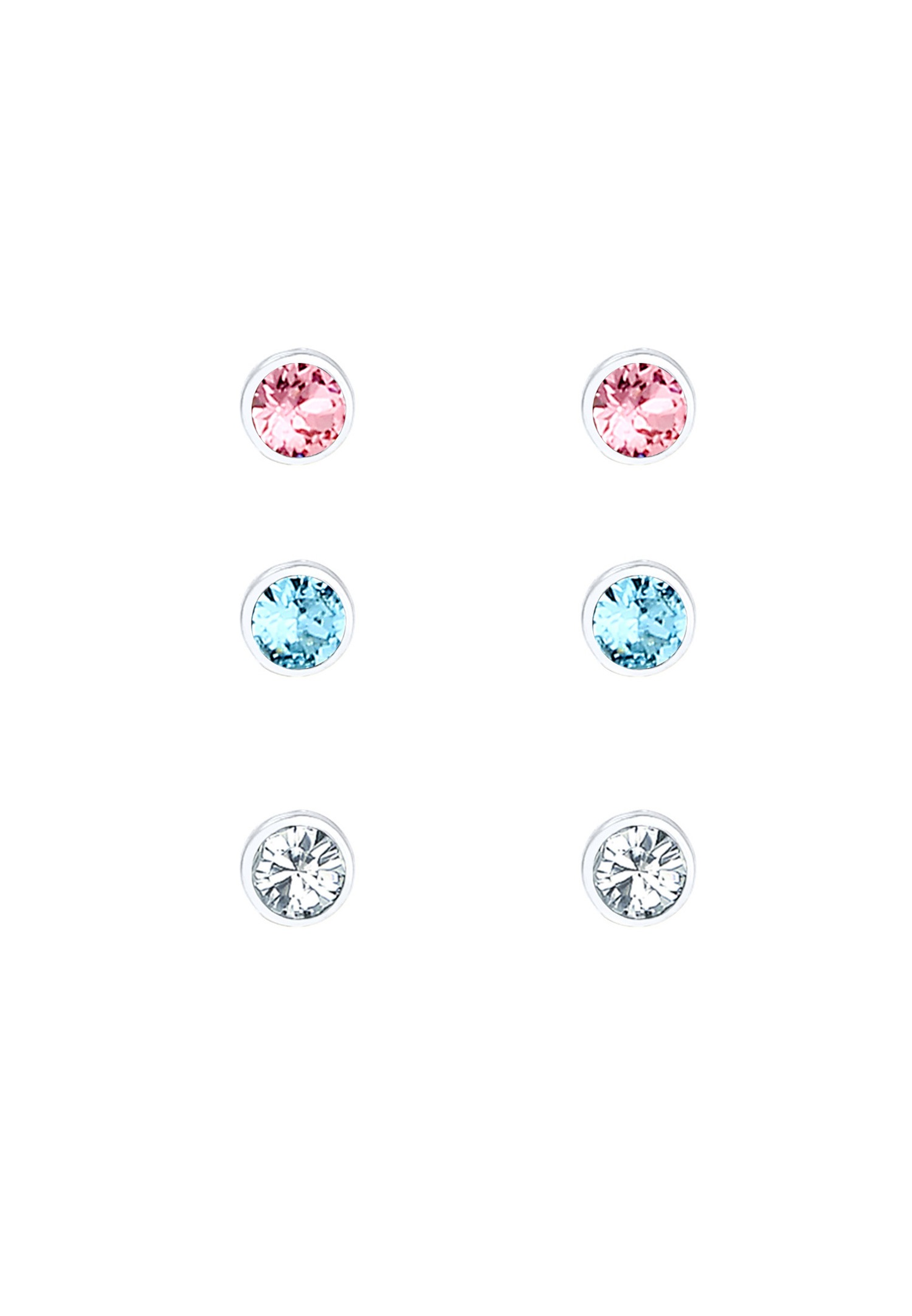 Detské náušnice Elli Basic Multicolor Blue Rose s krištáľmi zo striebra 925