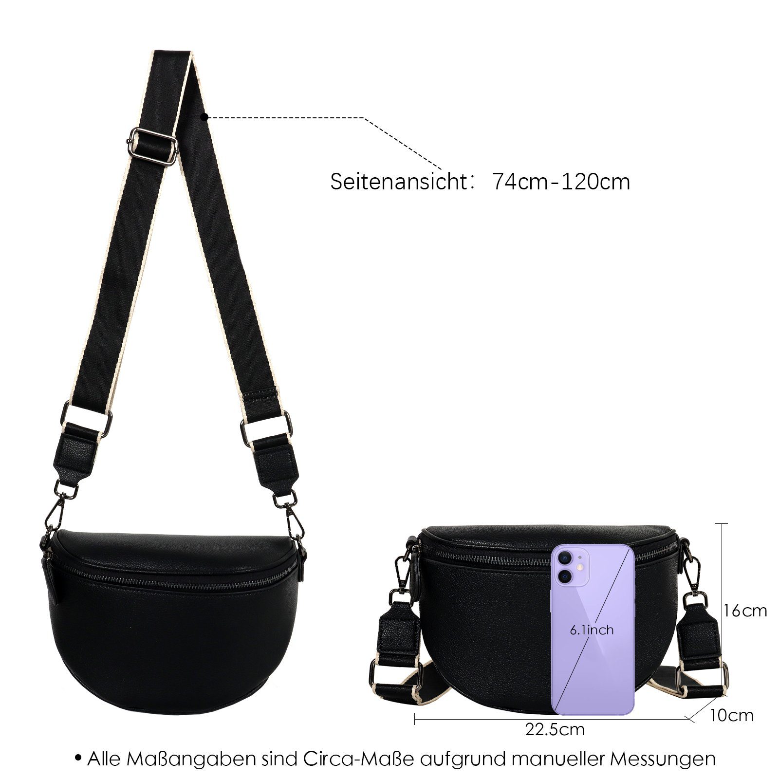 TAN.TOMI Schultertasche Damen Bauchtasche Gürteltasche Umhängetasche Crossbody-Bag Hüfttasche, als Schultertasche tragbar mit Verstellbare Schultergurte