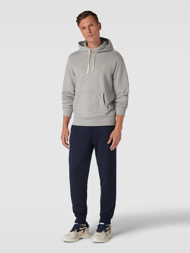 Hoodie mit Label-Stitching in hellgrau