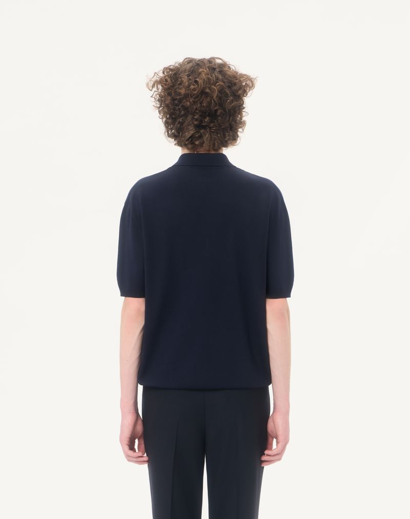 Valentino poloshirt i uld med V-logo-broderi