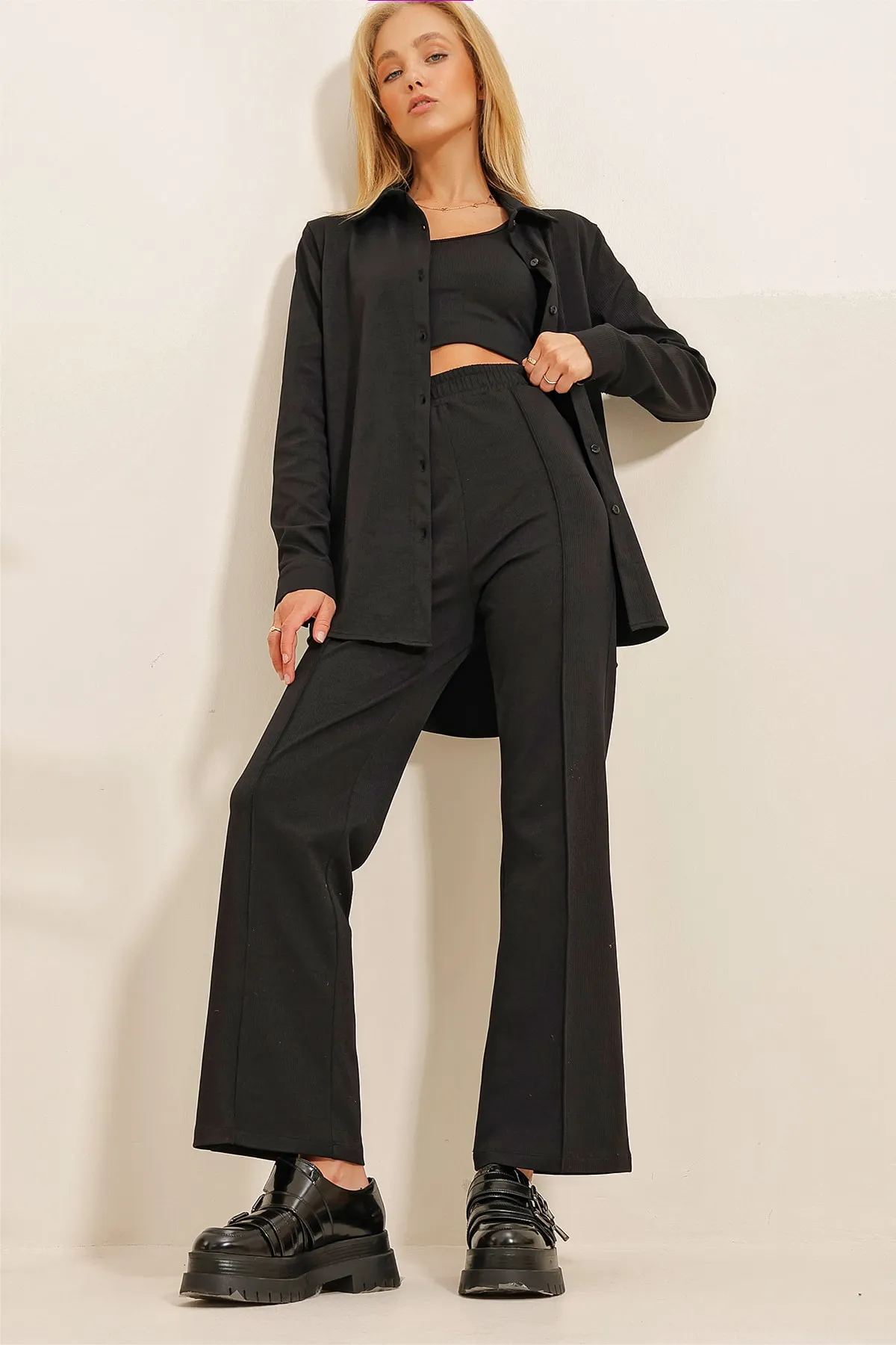 Trend Alaçatı Stili  Zweiteiler - Schwarz - Regular Fit