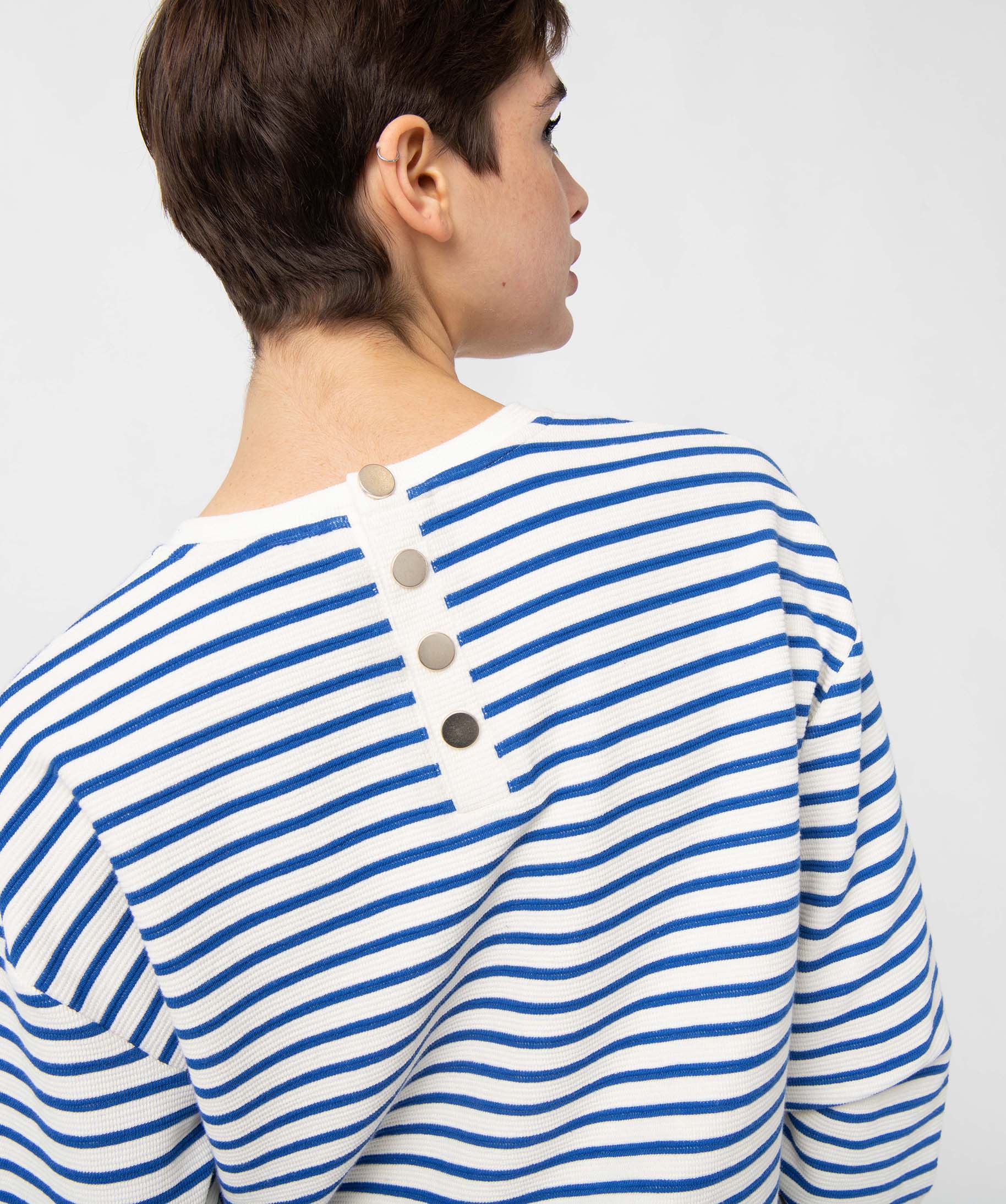 Sweat femme à rayures en maille ctelée raye | GEMO