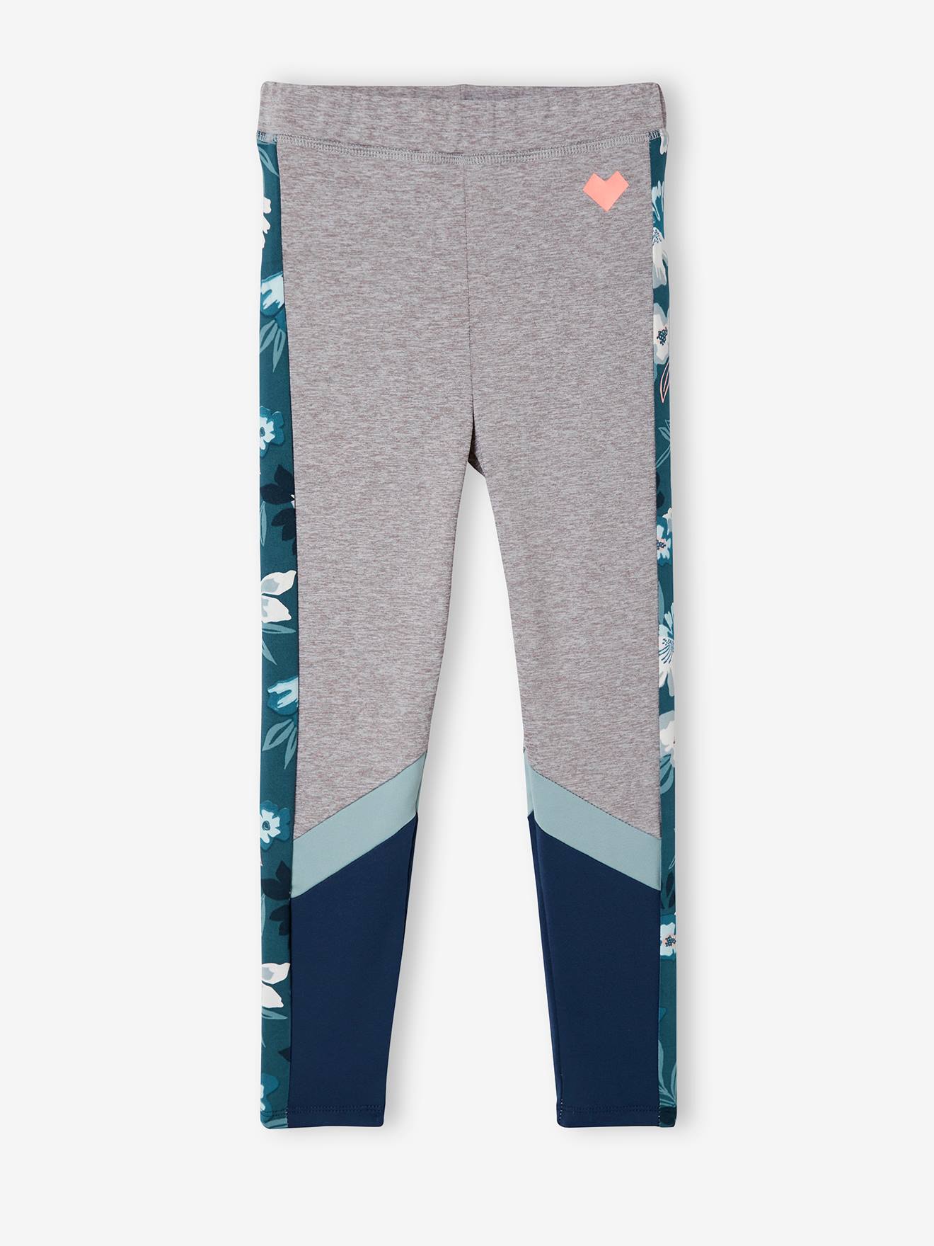 Legging de sport fille en matière technique gris