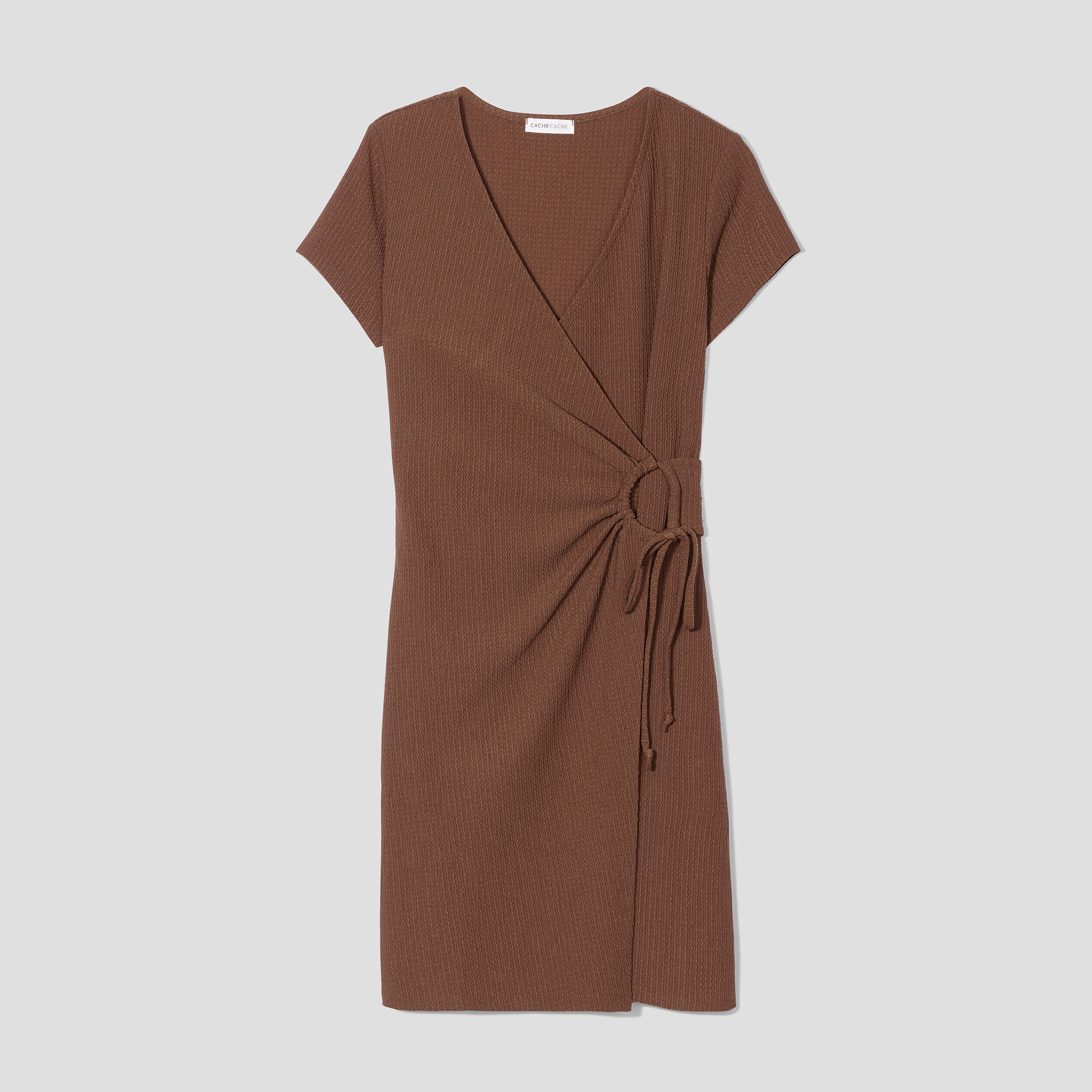 Robe portefeuille à cordons marron femme | Cache Cache
