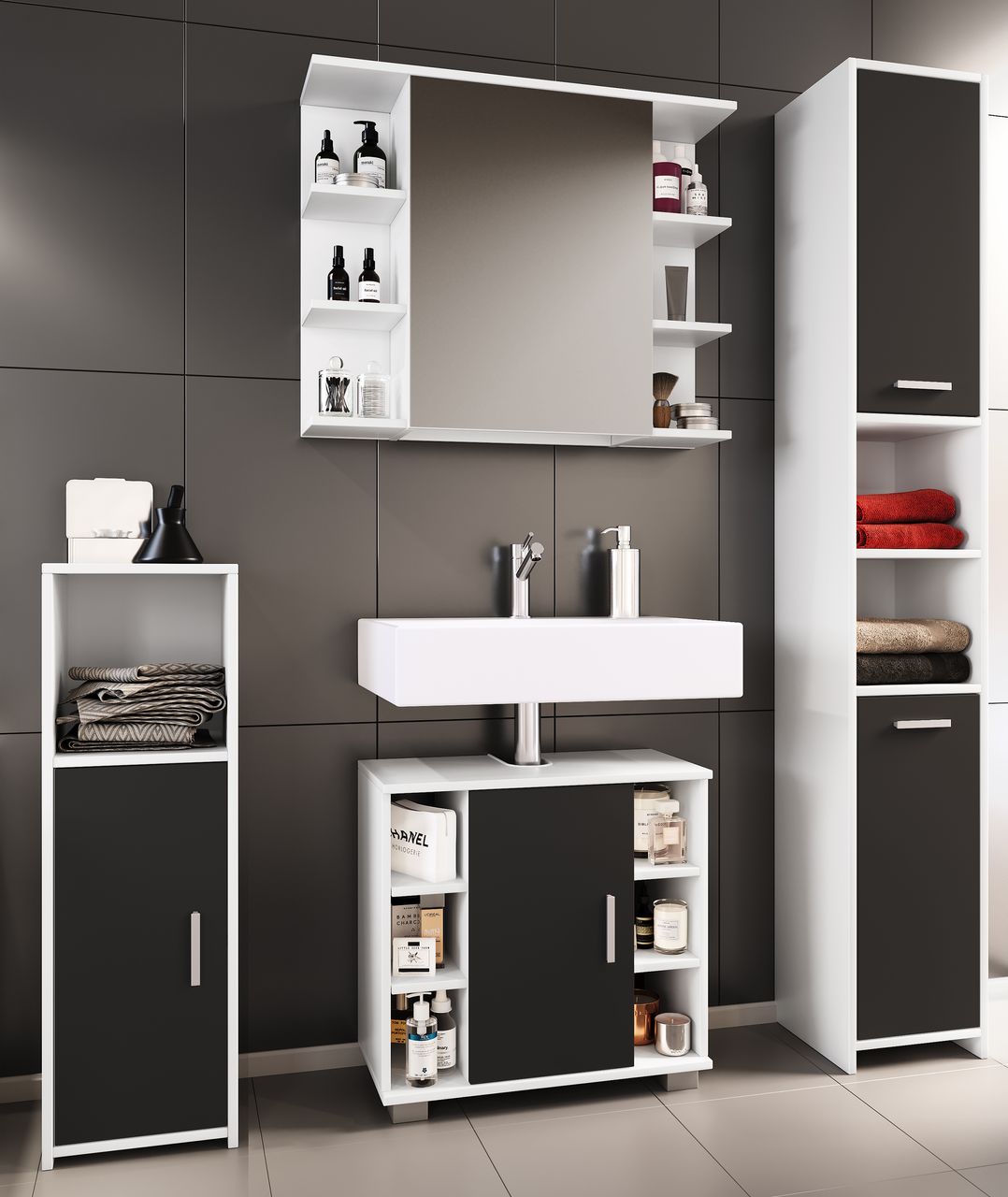 VCM 4-tlg. Badmöbelset Badezimmer Set 