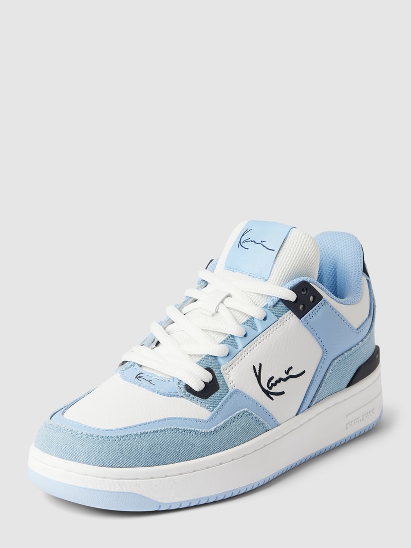 Sneaker aus Leder-Mix mit Kontrastbesatz in weiss