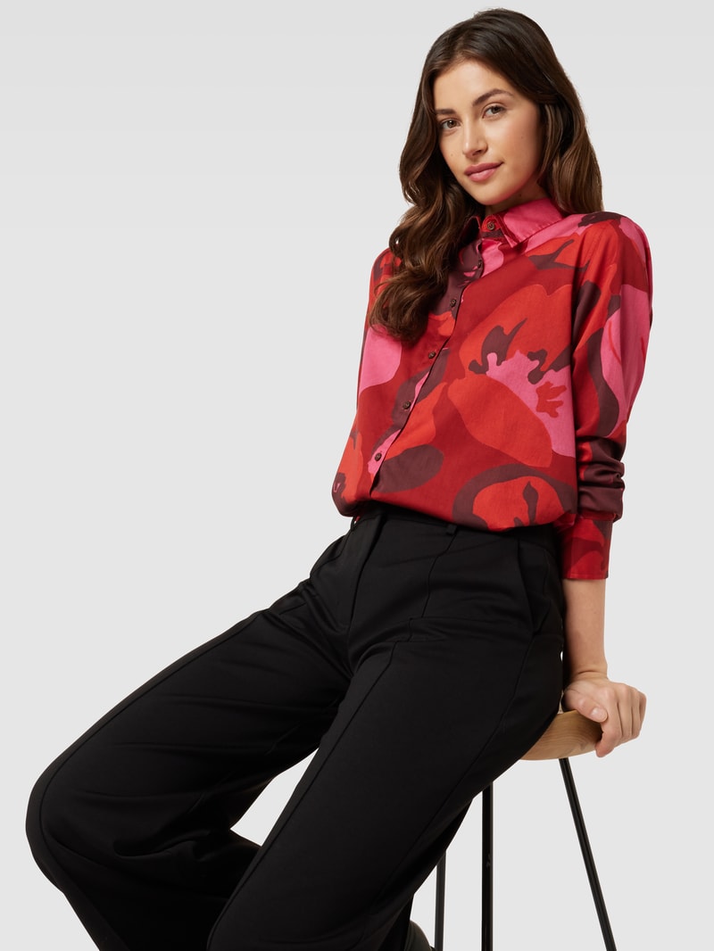 Hemdbluse mit Allover-Muster Modell 'Mira' in rot