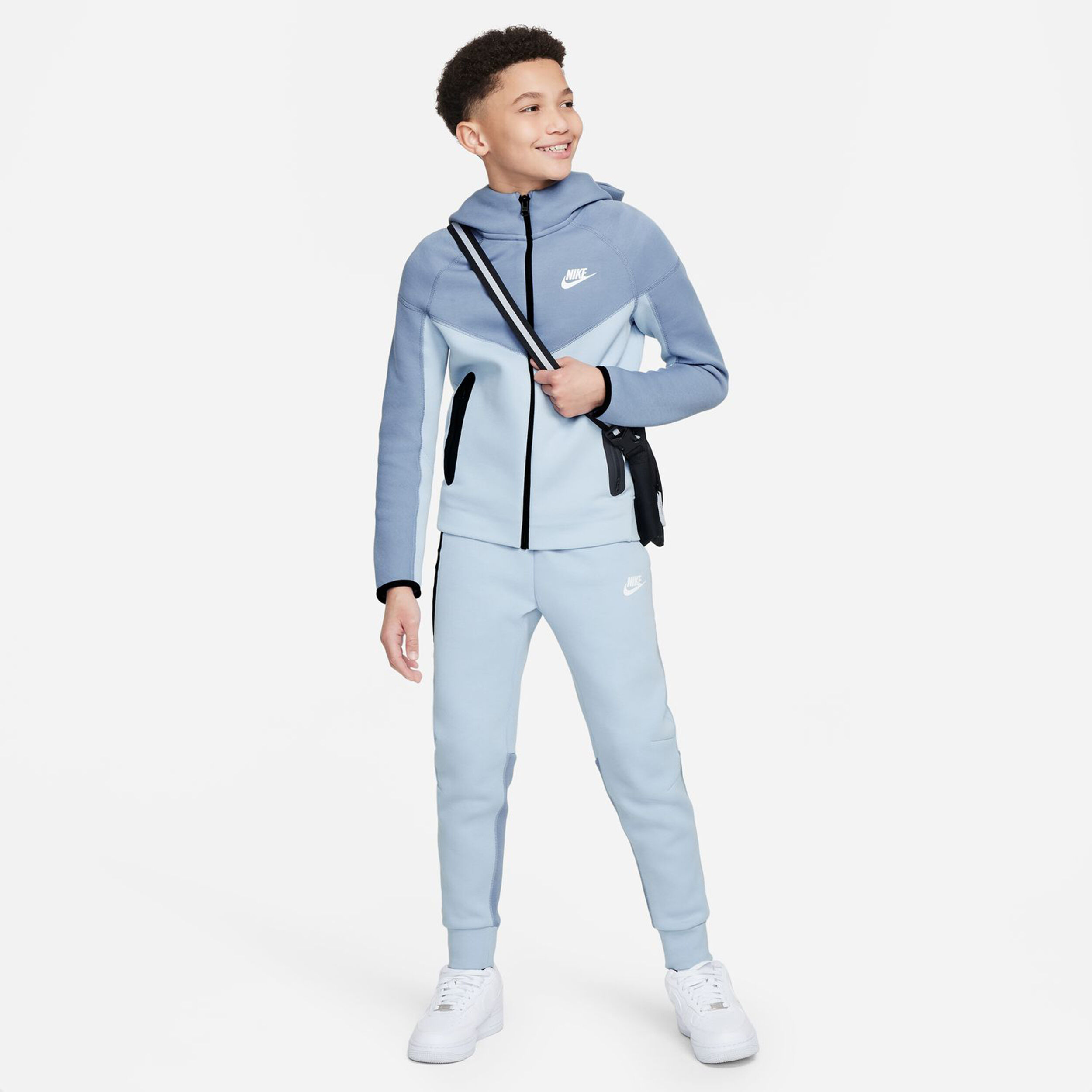 Tech Fleece Full-Zip Sweatjacke Jungen - Hellblau, Grau