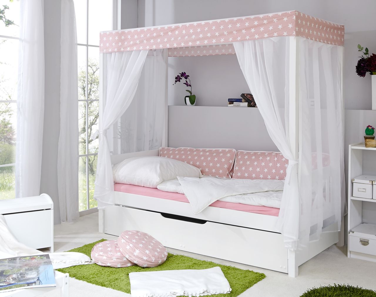 Ticaa Himmelbett Rosa Var. 1 - mit Zusatzbett -