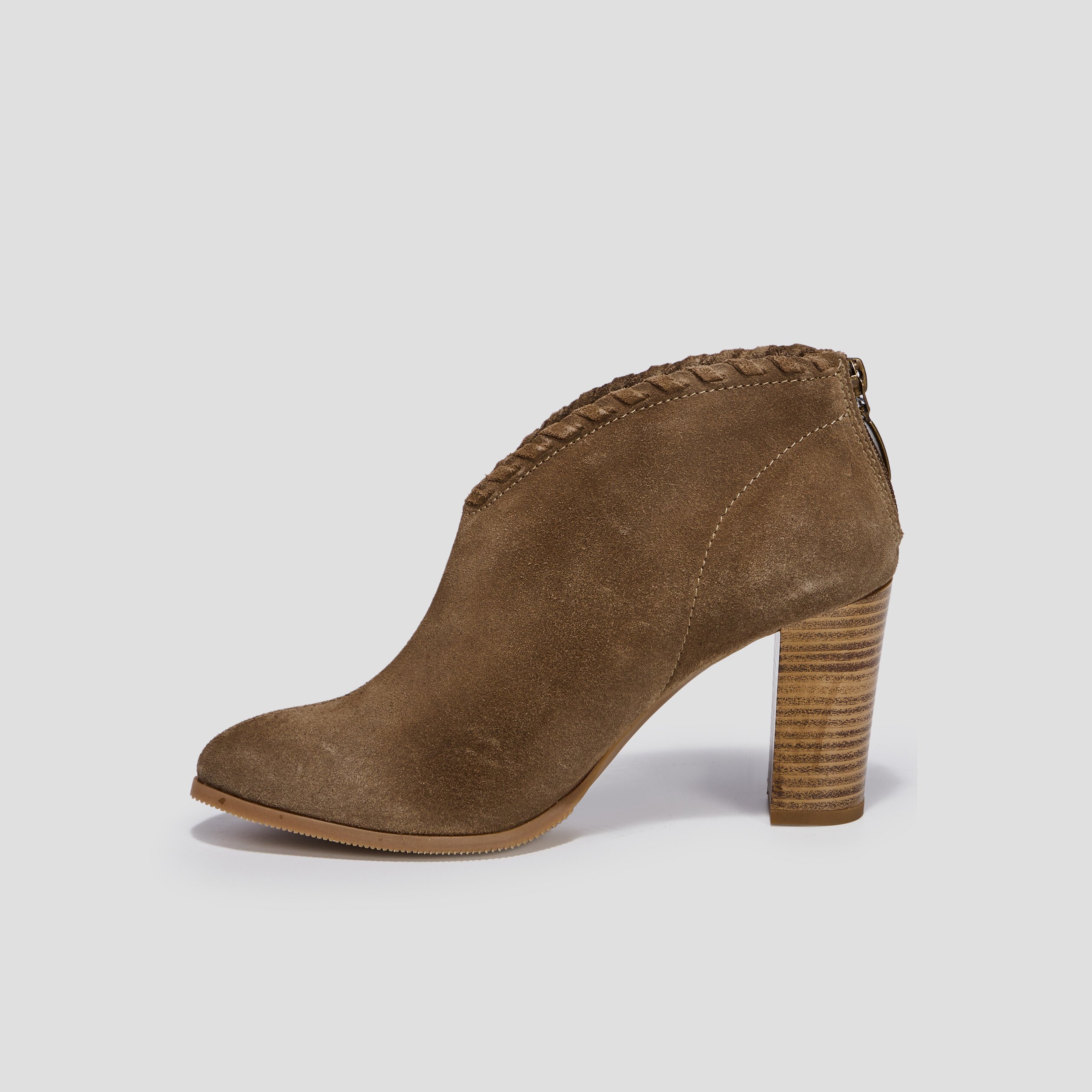 Bottines à talons en cuir taupe femme | La Halle