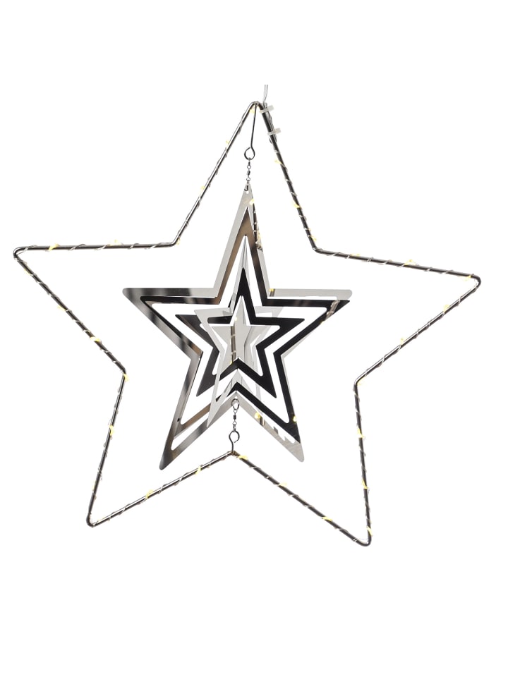 MARELIDA LED Stern 3D Dekohänger Metallstern Weihnachtsstern Timer D: 30cm in silber günstig kaufen onesize