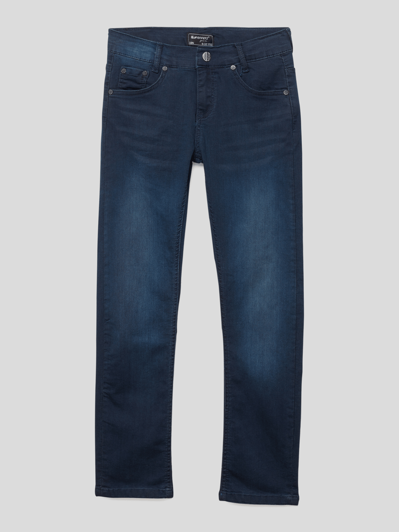 Jeans mit Label-Patch Modell 'Nos' in dunkelblau