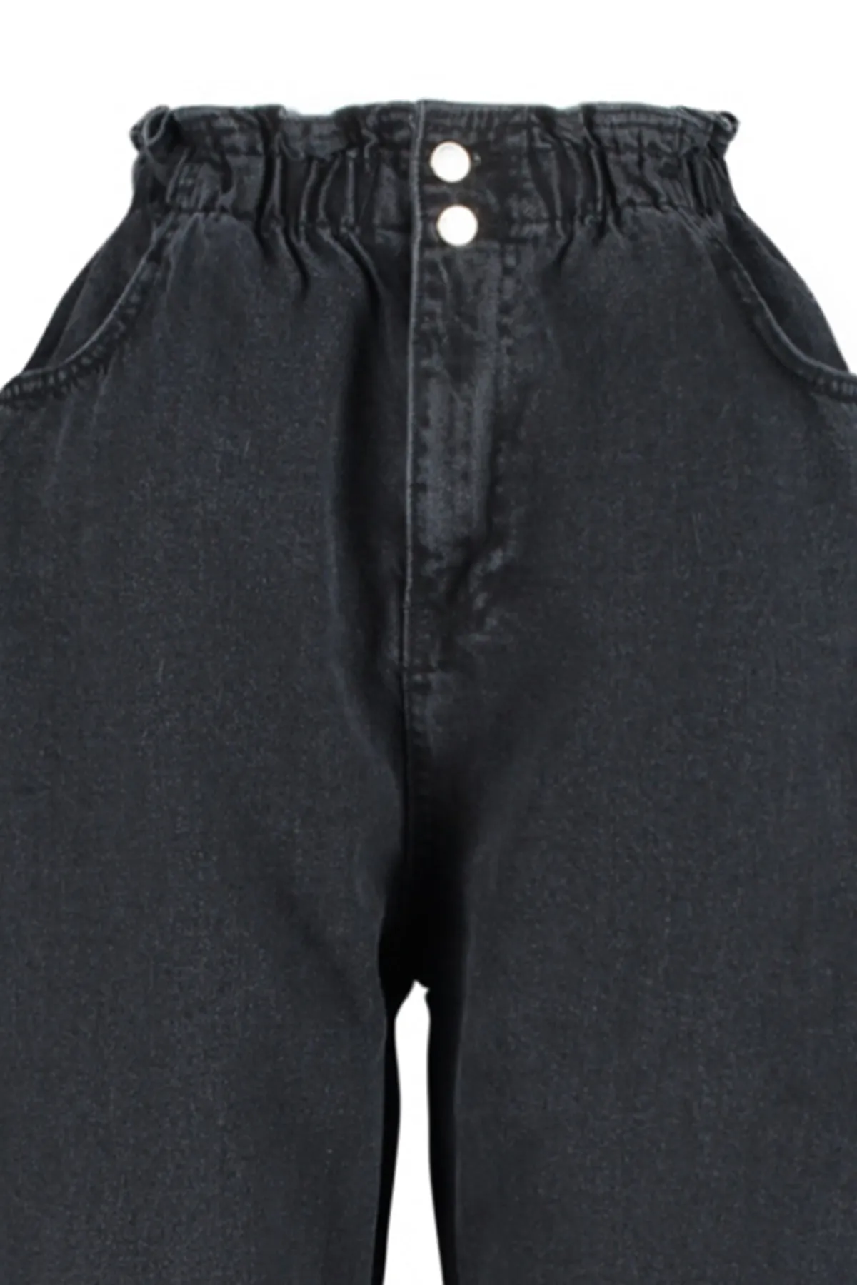 Trendyol Curve  Anthrazitfarbene Mom-Jeans mit hoher Taille und elastischem Bund TBBSS22JE00009