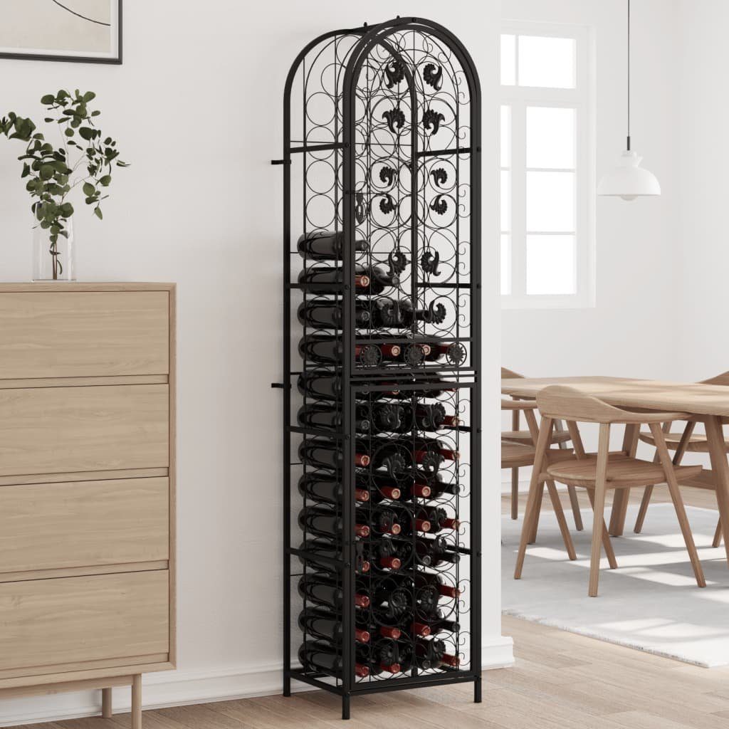 vidaXL Weinregal Weinregal für 73 Flaschen Schwarz 45x36x200 cm Schmiedeeisen