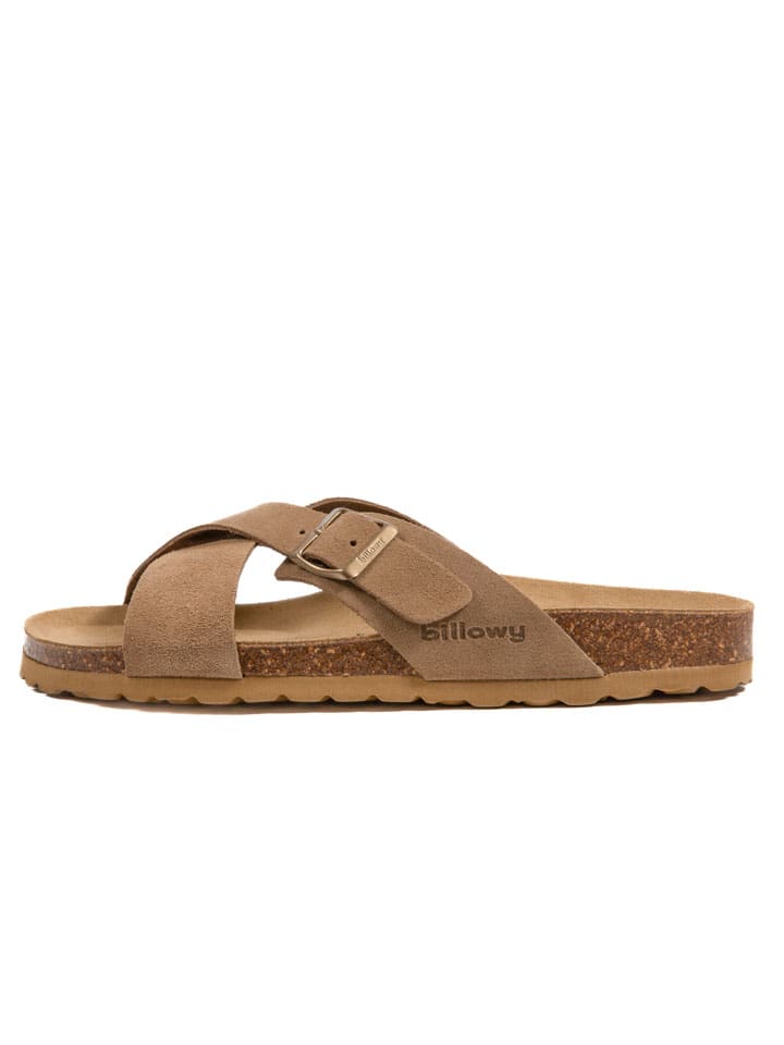 billowy Leder-Pantoletten in Braun günstig kaufen