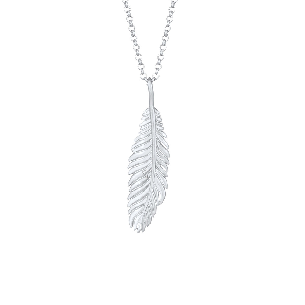 KUZZOI KUZZOI Collier Plume oxydée oiseau en 925 argent collier