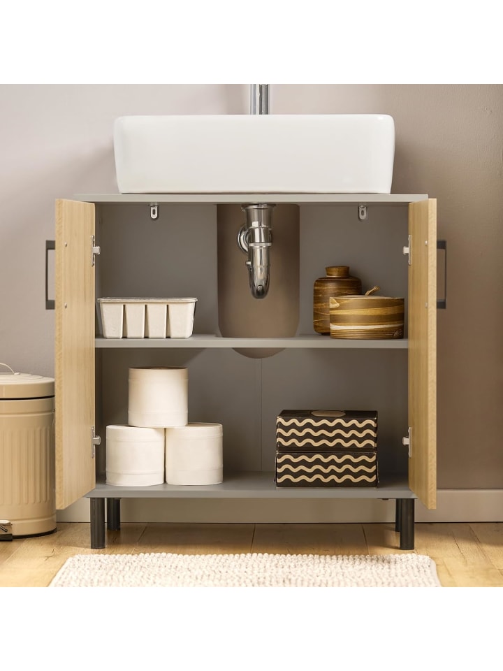 SoBuy Waschbeckenunterschrank in Naturgrau - (B)60 x (H)60 x (T)30cm günstig kaufen onesize