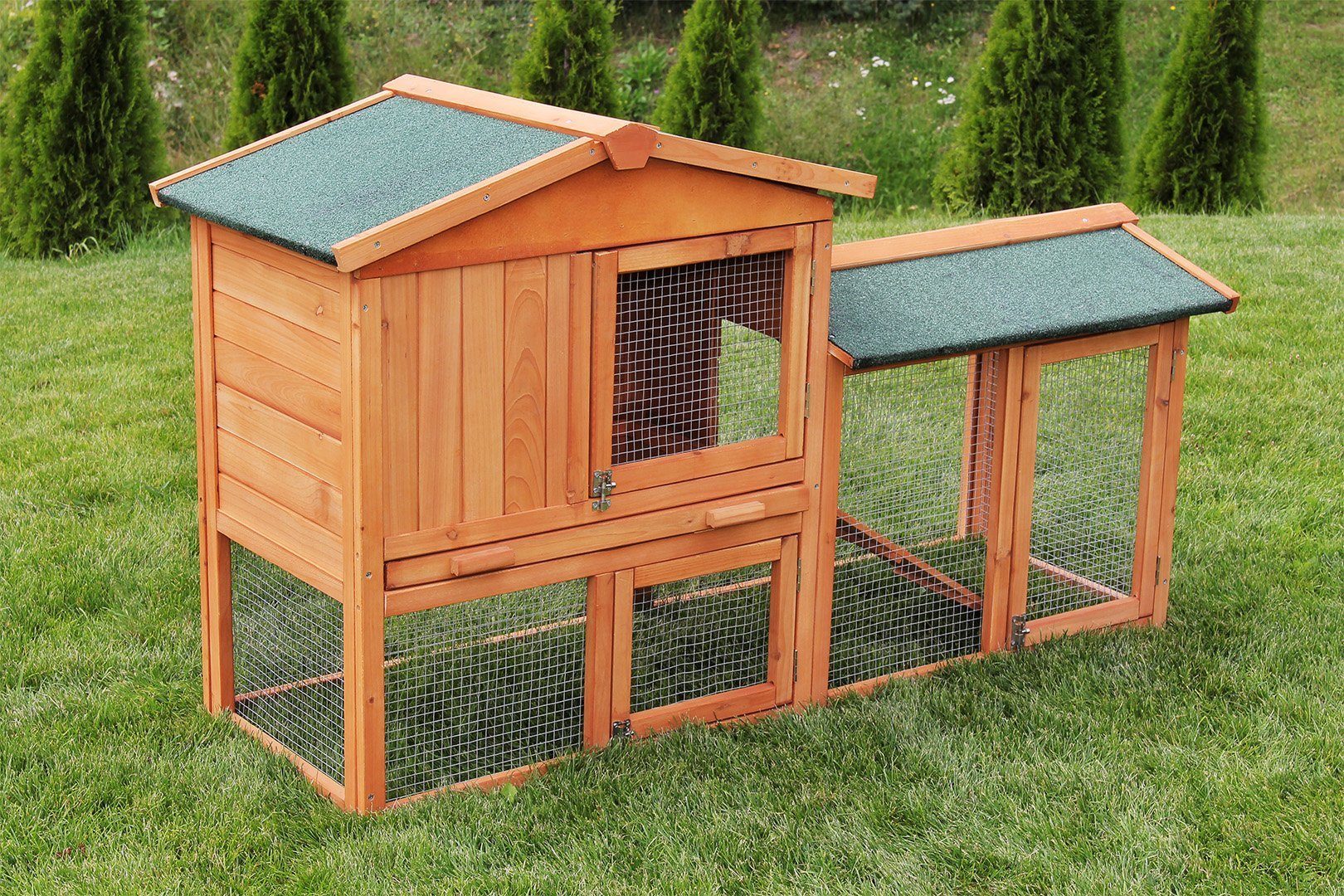 My Animal Kleintierstall XXL Outdoor Stall MH-03 - 2 Etagen inkl. Freilaufgehege - Winterfest, Kaninchenstall Gehege Kleintierkäfig Hasenstall Meerschweinchen Käfig