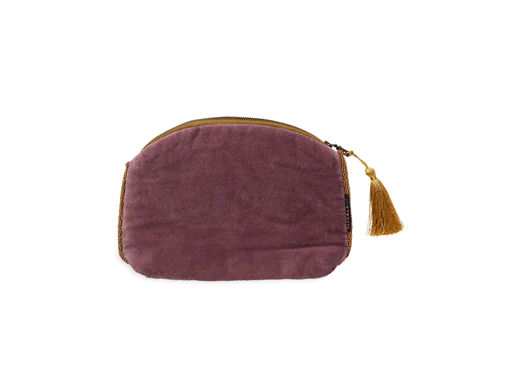Pochette Vellore en velours de coton, petit modèle, motif paon