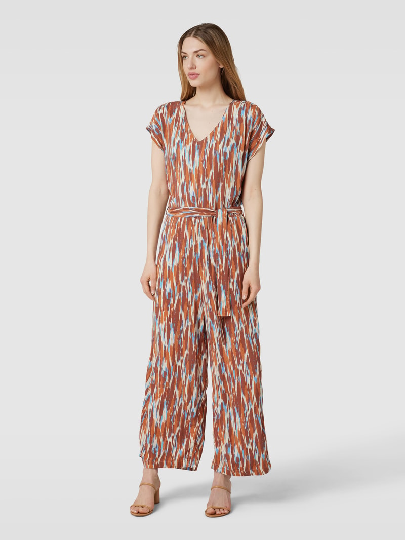 Jumpsuit aus reiner Viskose mit Animal-Print Modell 'Joella' in rostrot