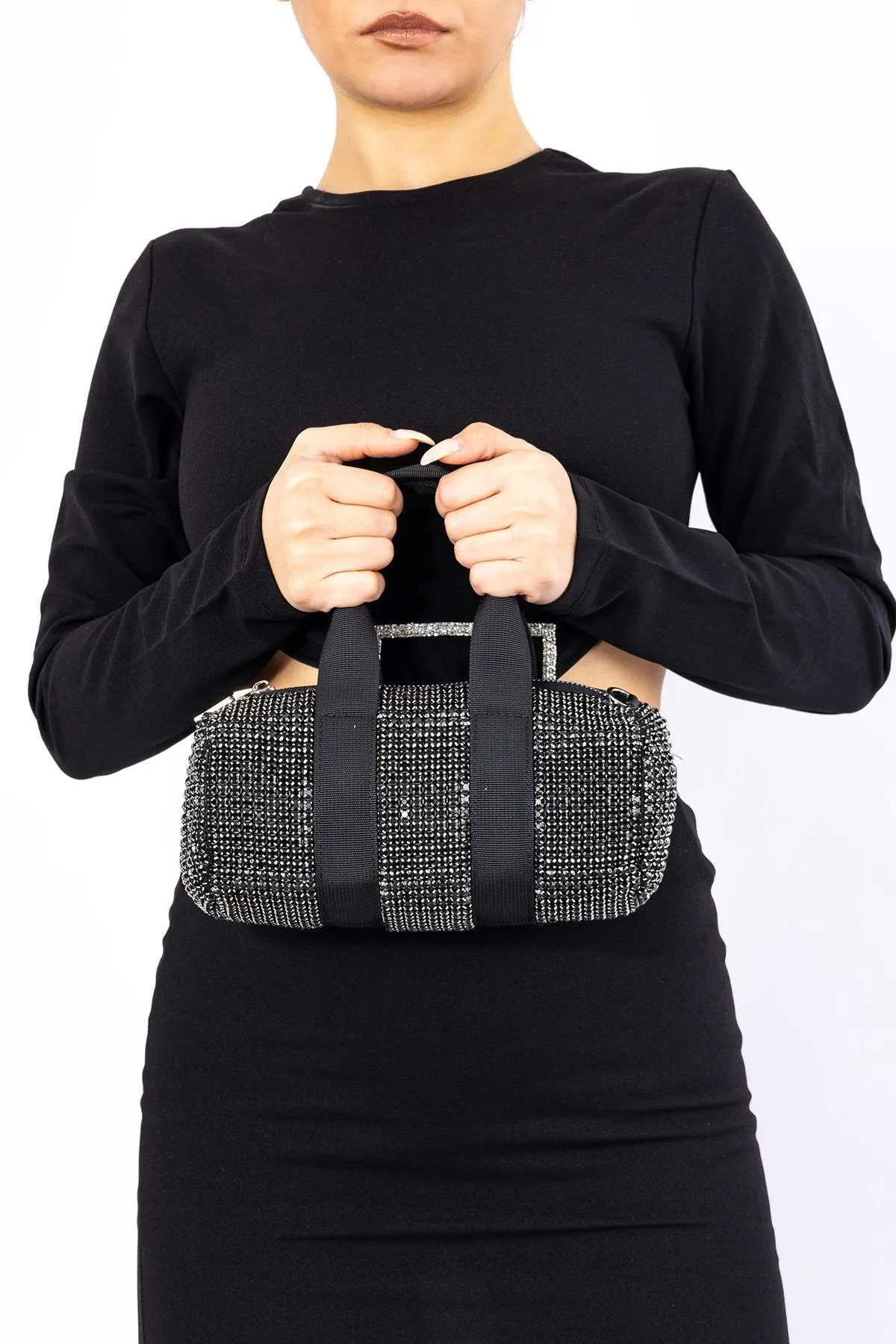 Getcho  Roset Damen-Zylinderhandtasche und Abendkleidtasche mit Steinstickerei