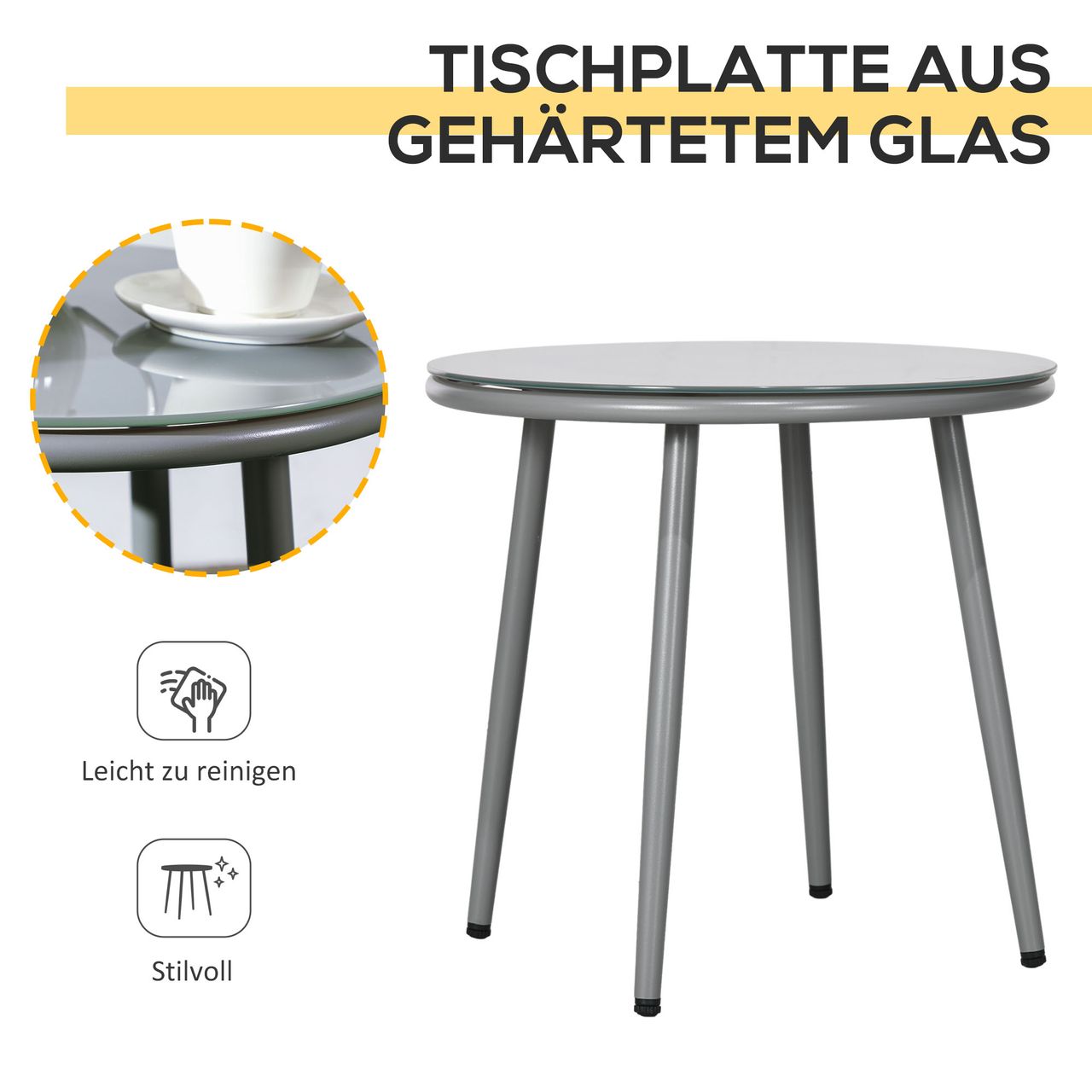 Outsunny Rattan Bistroset Sitzgruppe Gartengarnitur mit 2 Sesseln Couchtisch