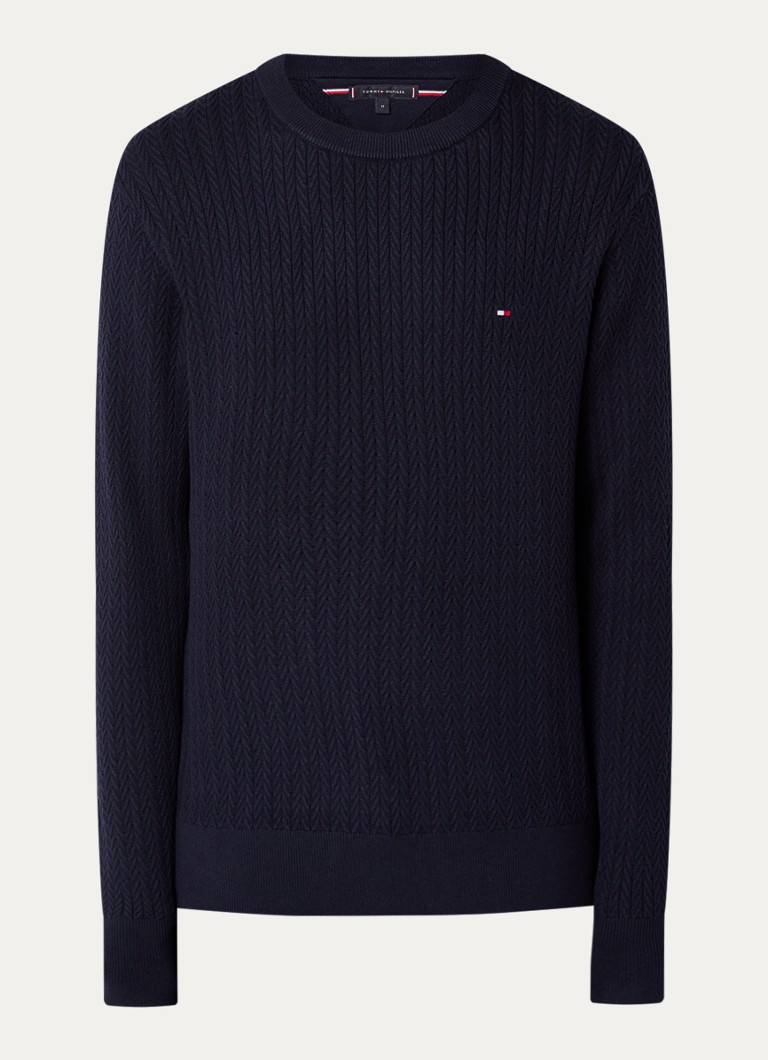 Tommy Hilfiger debel pleteni pulover s teksturom i logotipom
