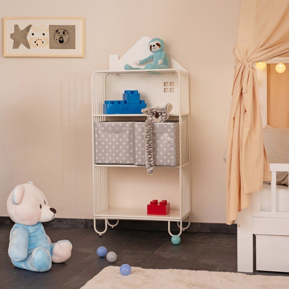 HOME DELUXE Kinderregal TODO M 134 x 61 x 28 cm, inkl. 2 Aufbewahrungsboxen, Rutschfest I Kindermöbel, Kinderregal mit Boxen