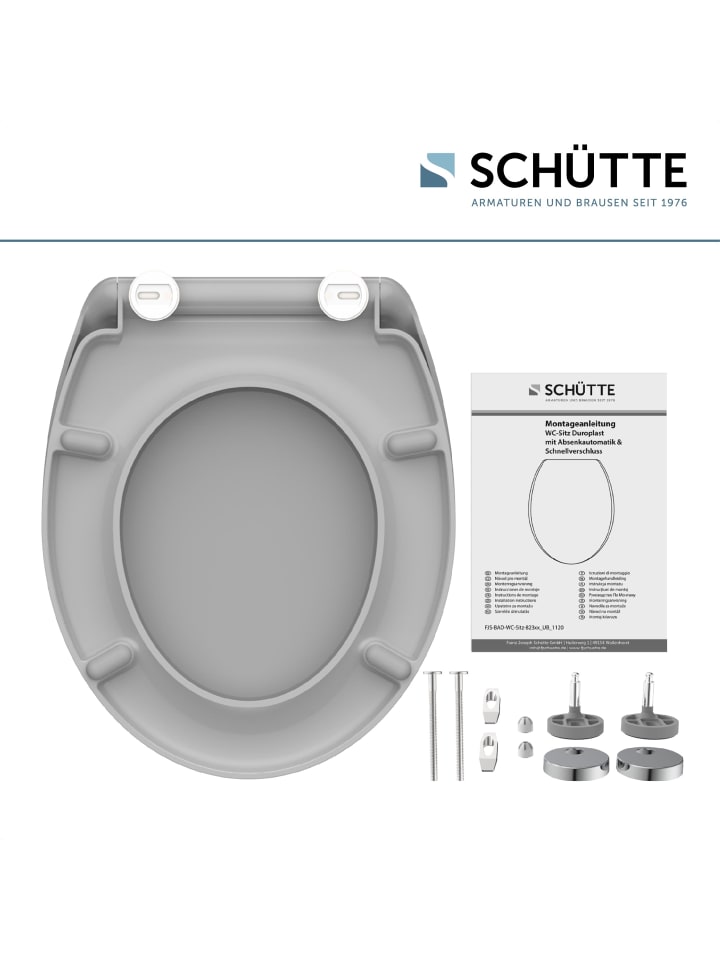 Schütte Duroplast WC Sitz GREY mit Absenkautomatik - (L) 45 x (B) 37 x (H) 4 cm günstig kaufen onesize