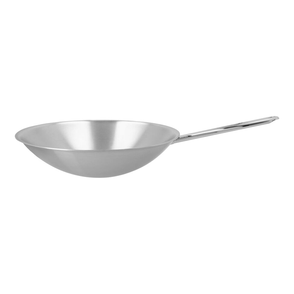 Wok runder Boden 36 cm, 18/10 Edelstahl