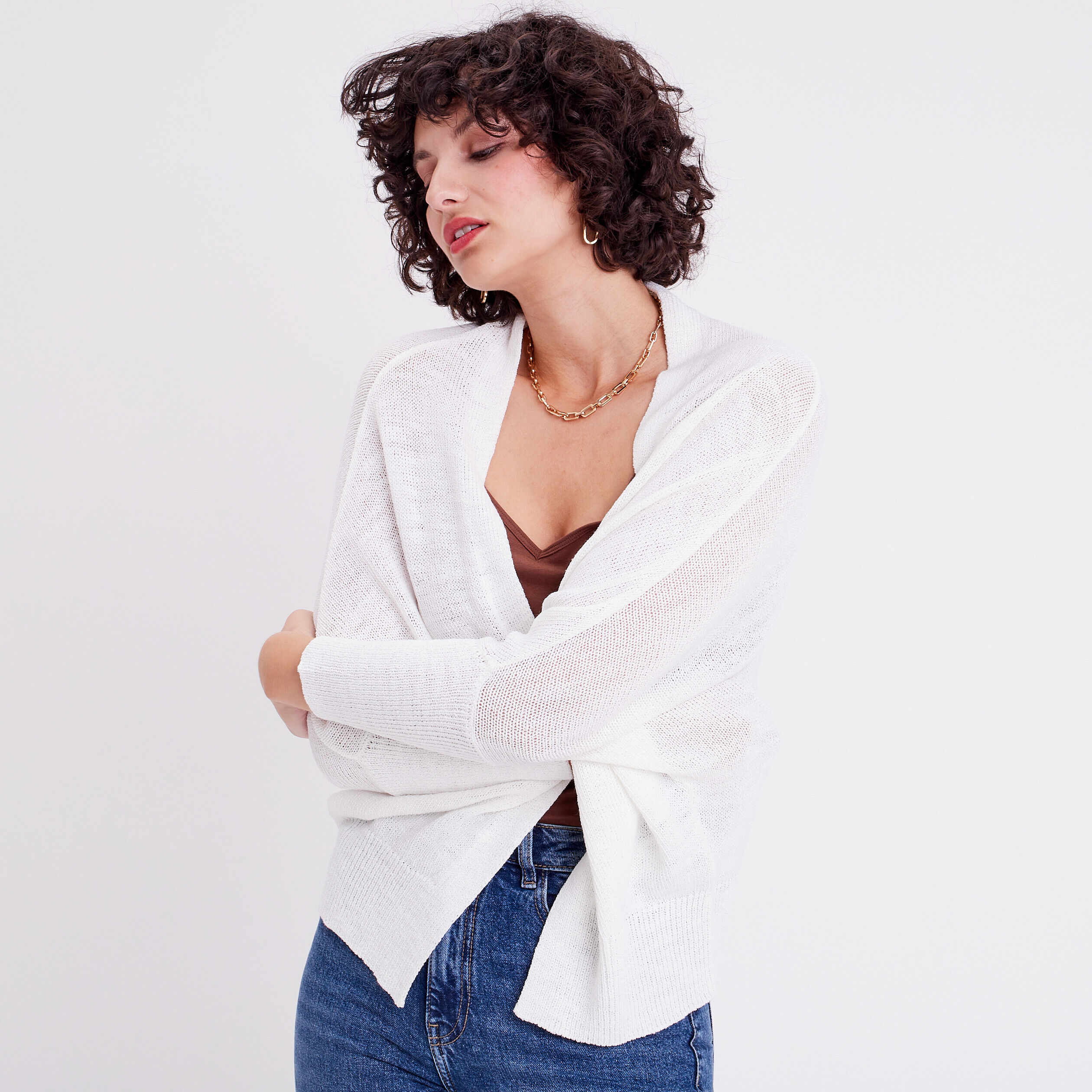 Gilet manches papillons blanc femme | Cache Cache