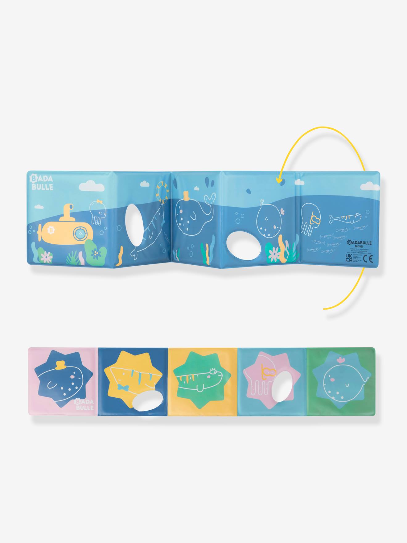 Livre + marionnette + stickers de bain en mousse BADABULLE multicolore