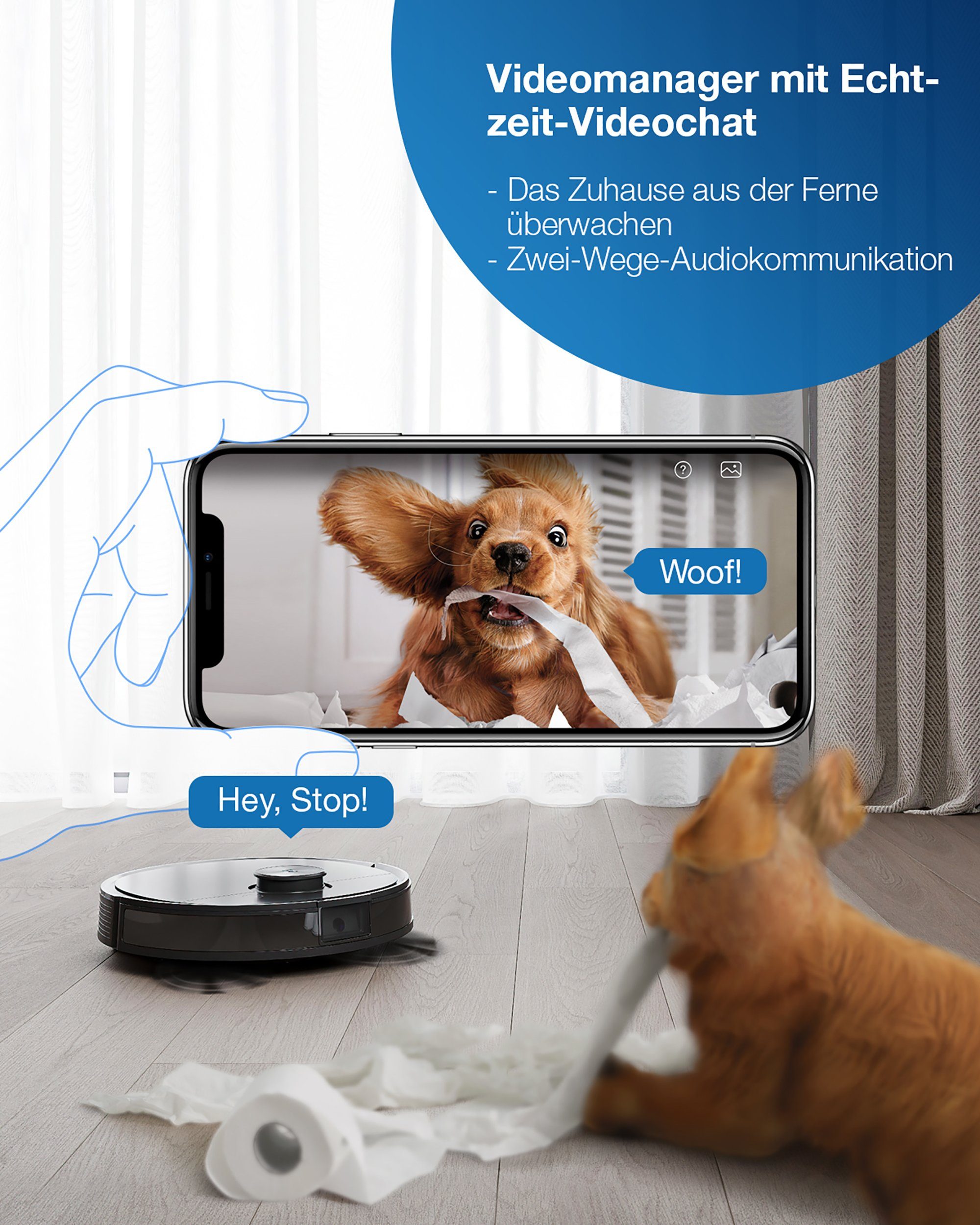 ECOVACS Nass-Trocken-Saugroboter DEEBOT T9 AIVI, mit Zwei-Wege-Sprachkommunikationssystem