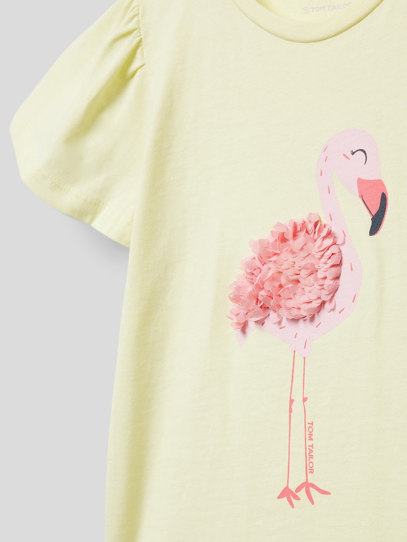 T-Shirt mit Motiv-Print in hellgelb