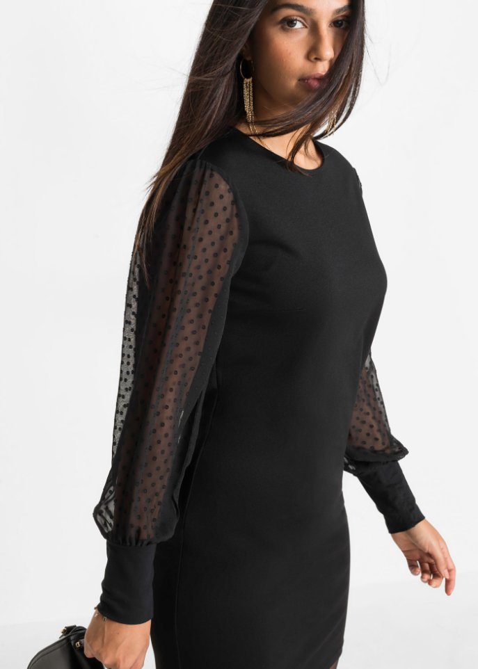 Jerseykleid mit Chiffonärmeln