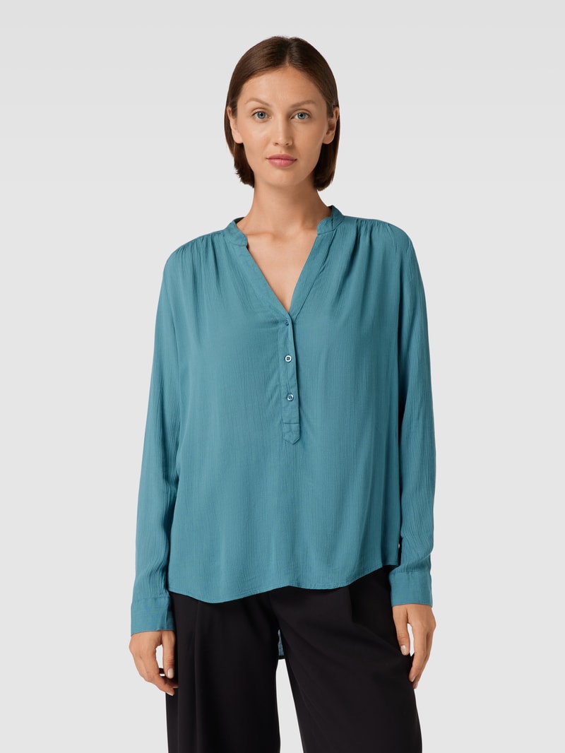 Blusenshirt mit V-Ausschnitt in rauchblau