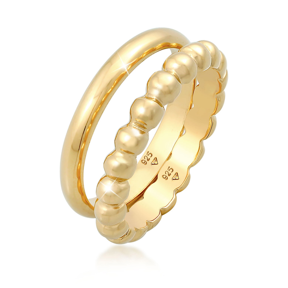 Elli Elli Bague Bague pour dames Duo Basic Ball Trend Basic en argent sterling 925 Bague
