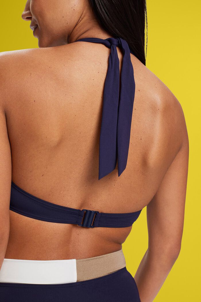 Dreifarbiges Neckholder-Bikinitop mit Bügeln