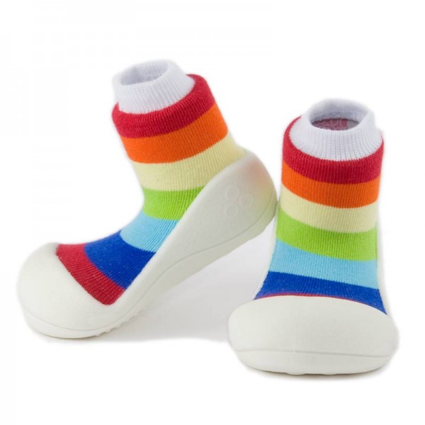 Attipas ~ Sockenschuh Rainbow ~ weiß