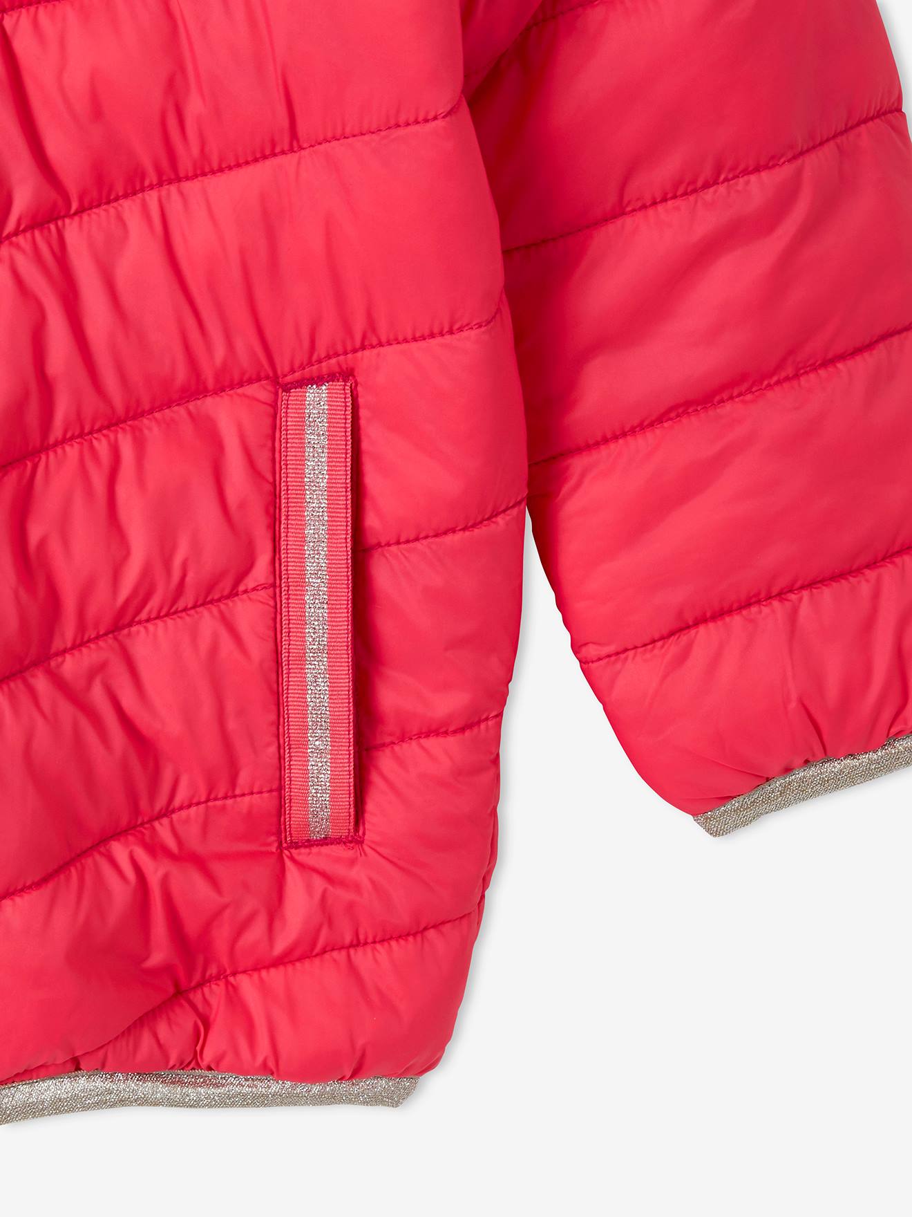 Doudoune à capuche légère réversible fille anthracite imprimé