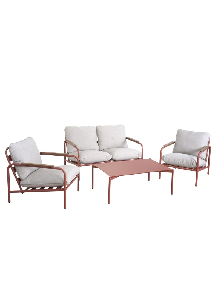 MCW Aluminium-Gartengarnitur O11, Terrakotta Polster beige günstig kaufen onesize