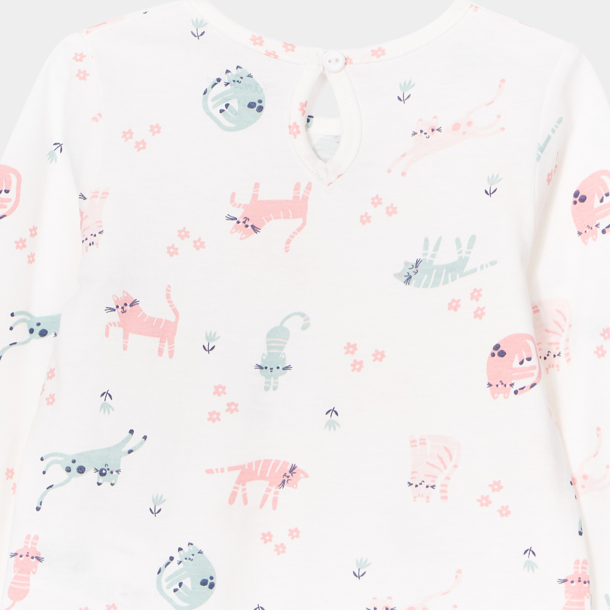 T-shirt col rond manches longues coton ecru bébé fille | La Halle