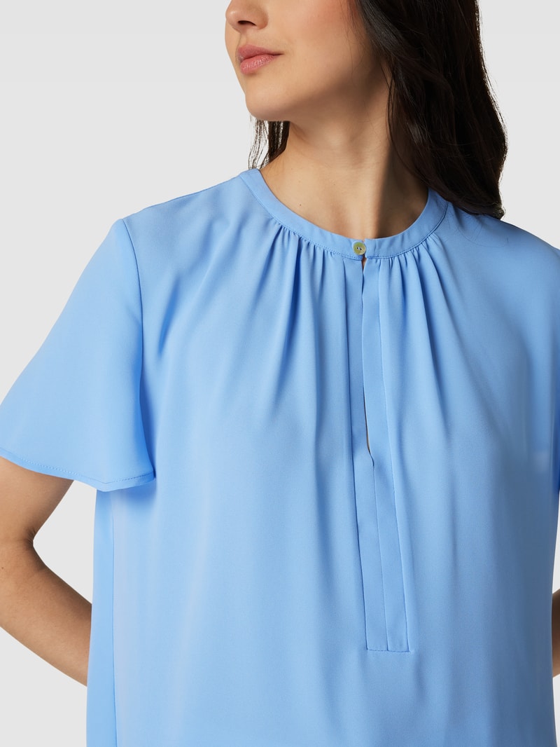 Bluse mit Schlüsselloch-Ausschnitt in bleu