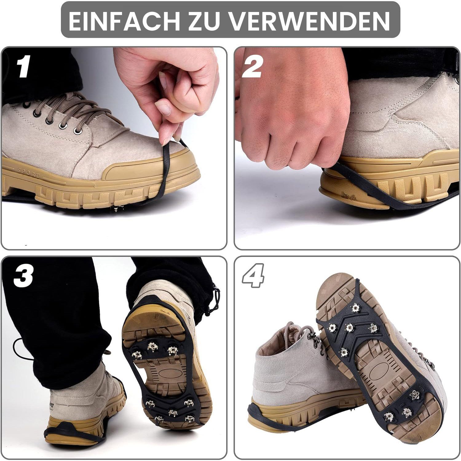 Daisred Steigeisen 2 Paar Schuhspikes für Schuhe Wanderschuhe