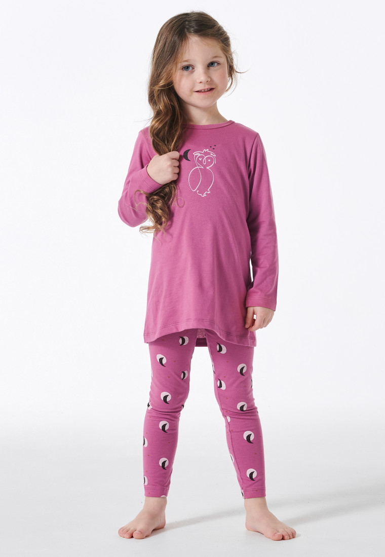 Schlafanzug lang Leggings Eule Mond malve - Natural Love