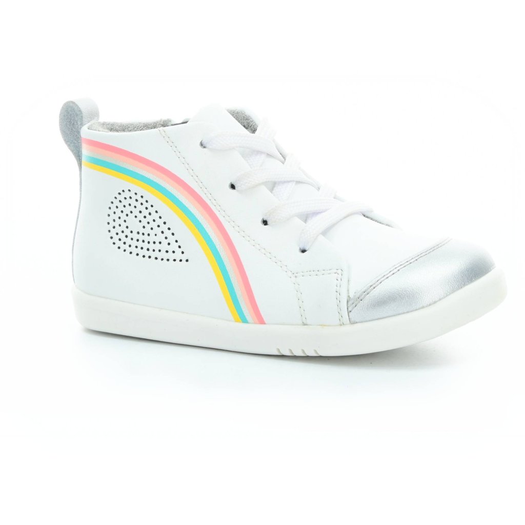 Bobux Alley-Oop White Silver Rainbow I walk/Kid   Barfuß-Stiefeletten