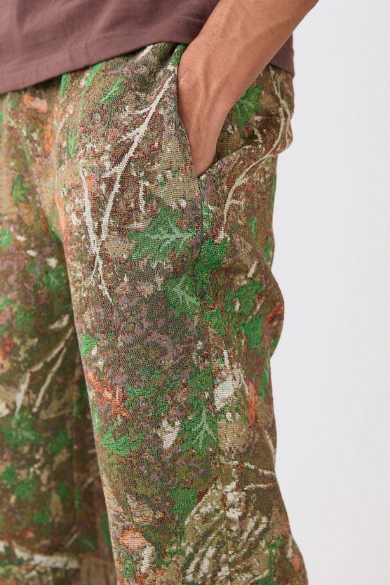 Camouflage Hose mit geradem Bein und elastischem Bund
