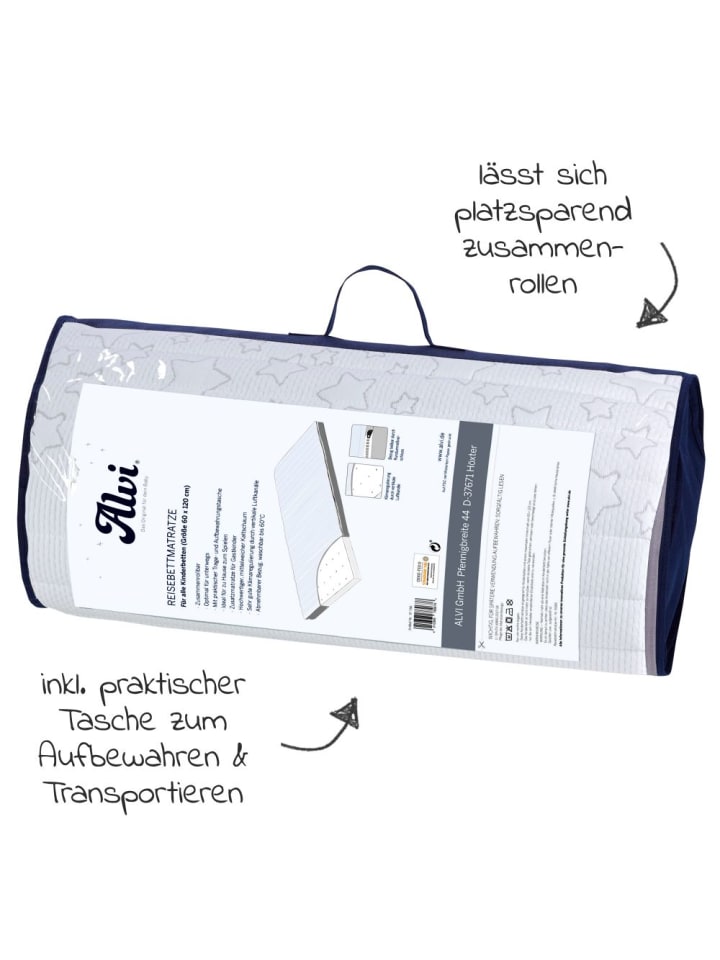 Alvi Reisebett-Rollmatratze inkl. Aufbewahrungstasche 60 in weiss,motiv günstig kaufen onesize