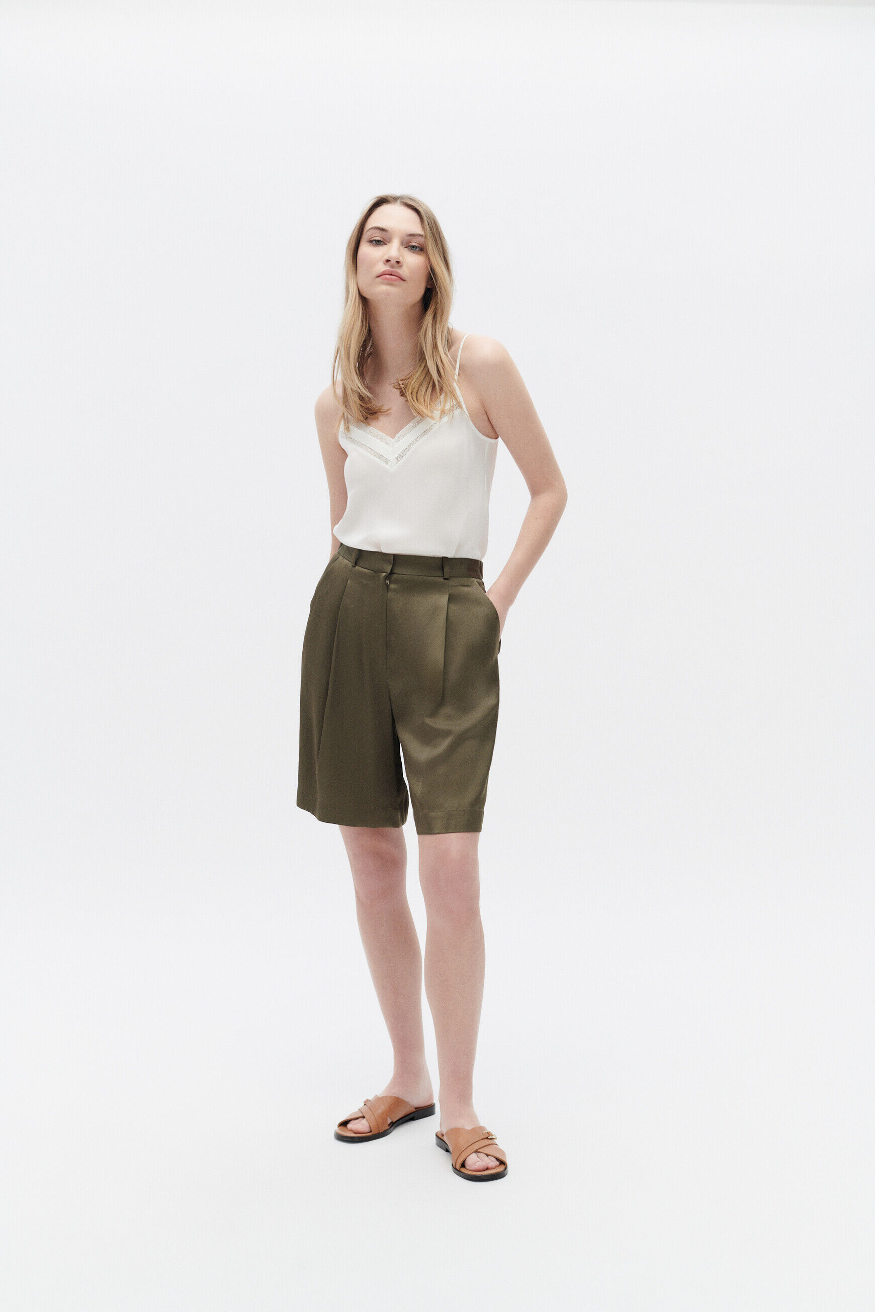 Pantalon pbrandon vert olive femme